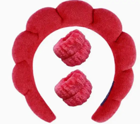 Spa Haarband met polsband rood