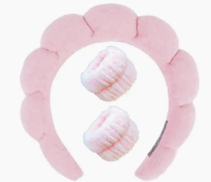 Spa Haarband met polsband roze