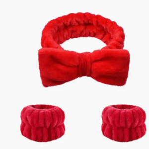 Haarband met polsband rood