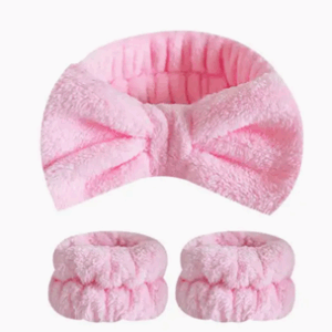 Haarband met polsband roze