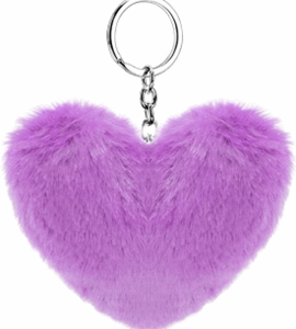 Fluffy hartjes sleutelhanger paars